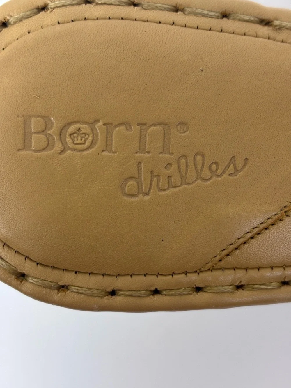 Born Drilles Espadrille Wedge Slide Sandals Leather Fabric Boho Slip-On Tan 8 - Picture 12 of 16